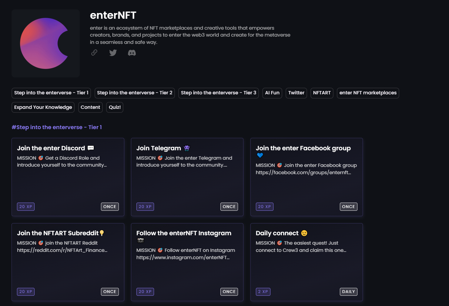 enter Questboard sample on Zealy