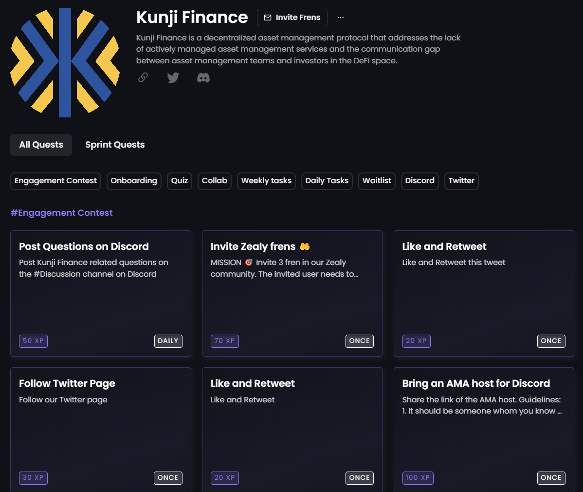 Kunji Finance on Zealy