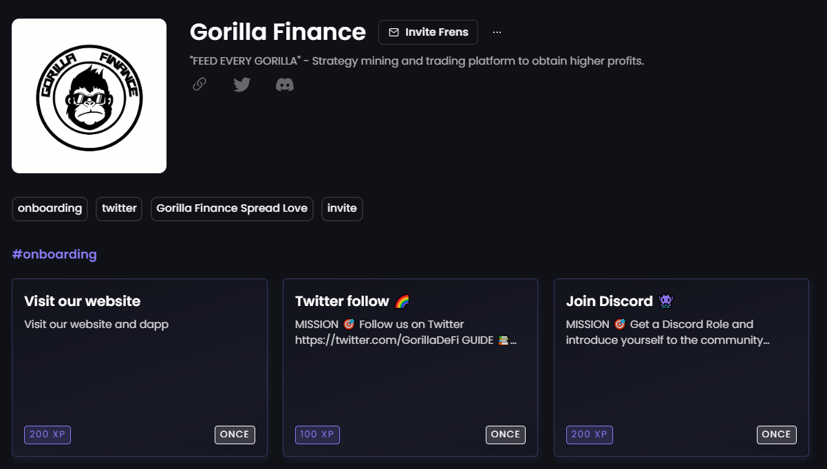 Gorilla Finance on Zealy