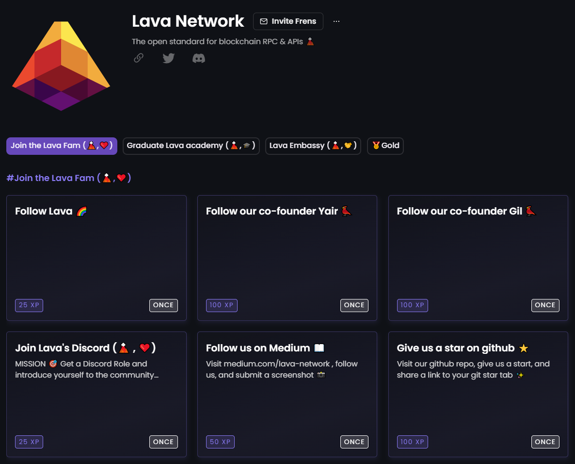 Lava Network on Zealy